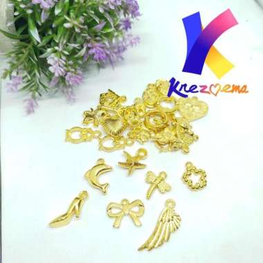 Manik mote charm Cbb gold chrome bandul bahan diy craft - per 10gram Bulat 4mm
