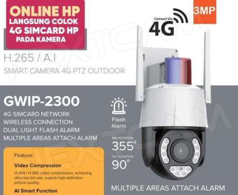 Kamera cctv Smart 3MP PTZ tanpa kabel kartu 4G Simcard GSM Colorful Smart Alarm Bisa Berputar Bersua