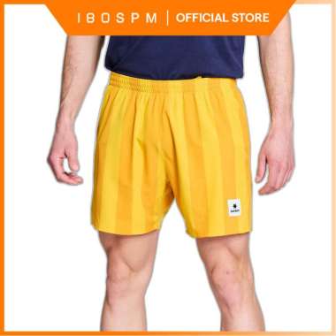 SAYSKY - Men's Stripe Pace Shorts 5'', Yellow AOP - Celana Lari Pria M