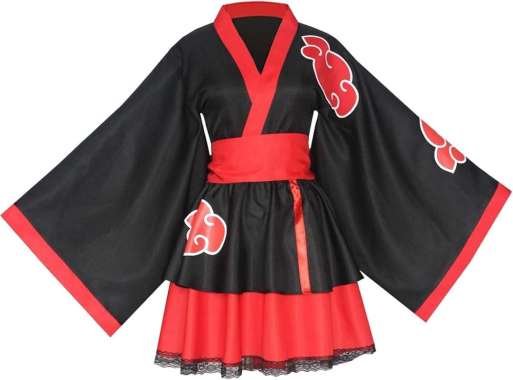 Kostum Akatsuki Dress Fullset Anime Naruto Costume Cosplay Wanita Dewasa Semua Ukuran
