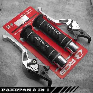 Paket 3in1 Handgrip RCB HG55 + Handle Rem Cnc + Jalu Stang Chrome Universal Buat Semua Motor VARIO 1