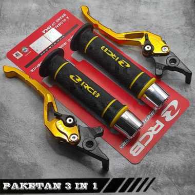 Paket 3in1 Handgrip RCB HG55 + Handle Rem Cnc + Jalu Stang Chrome Universal Buat Semua Motor NMAX/OL