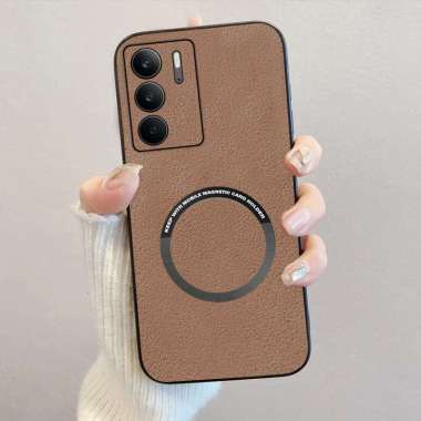 Case Compatible Realme C71 Softcase Luxury Magnetic Leather Magsafe Realme C71 Biru