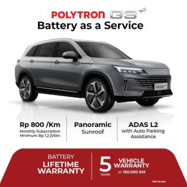 Polytron G3+ Battery as a Service Mobil Listrik [Prebook Online] Galaxy Grey