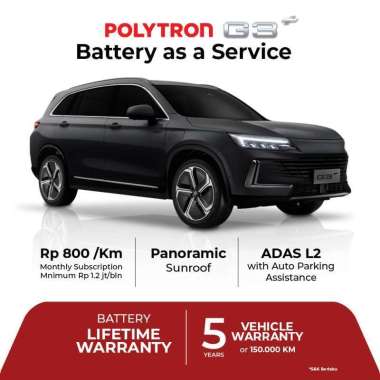 Polytron G3+ Battery as a Service Mobil Listrik [Prebook Online] Midnight Black