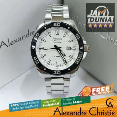 JAM TANGAN PRIA ALEXANDRE CHRISTIE ORIGINAL SILVER BLACK CASE 6686 AC 6686 AC6686 ACF6686 JAM AC STA