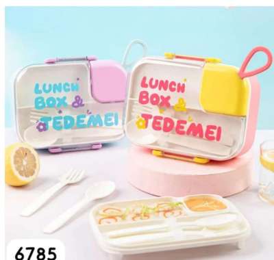 Tempat makan anak bento 2 sekat lunch box motif baru biru