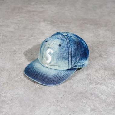 Topi SUPREME CORDURA S LOGO 6-PANEL DENIM GREEN BLUE CAP - OS ADJUST 100% ORIGINAL