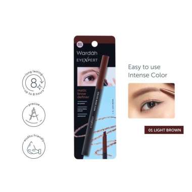 Wardah EyeXpert Matic Brow Definer - Pensil Alis Waterproof, Tahan Hingga 8jam 01 Light Brown