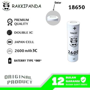 RakkiPanda - Baterai Cas 18650 Flat Top 2600mAh