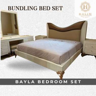 Bayla Tempat Tidur Set Modern Klasik Mewah Dipan King Dressing Table dan Side table | Paket Furnitur