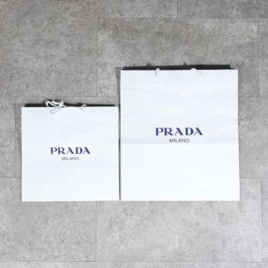 Tas PAPER BAG PRADA TEXT BLACK WHITE 100% ORIGINAL Size S