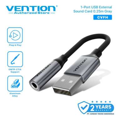 VENTION USB Sound Card Eksternal 1-Port Headset Mic 3.5mm Support PS5/PC/Laptop CVF