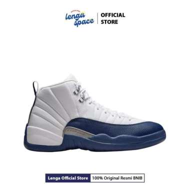 Sepatu Basket Pria Air Jordan 12 Retro - White/ French Blue Metallic Silver (CT8013-114) Original 44