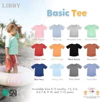 LIBBY Earth Kaos Atasan Polos Katun Anak Unisex 9 Bulan - 12 Tahun Basic Tee Seri 2 (1PCS)-Kaos Anak Laki-laki & Perempuan
