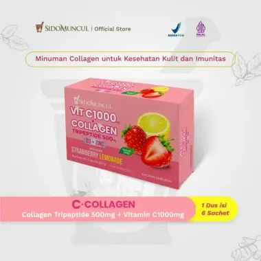 SIDOMUNCUL C+Collagen - Minuman Collagen Tripeptide 500mg + Vit C 1000mg untuk Kesehatan Kulit dan Imunitas