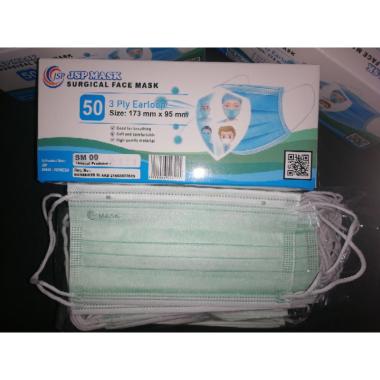 Masker medis bedah JSP Mask surgical 3ply premium Earloop hijau 10 pcs