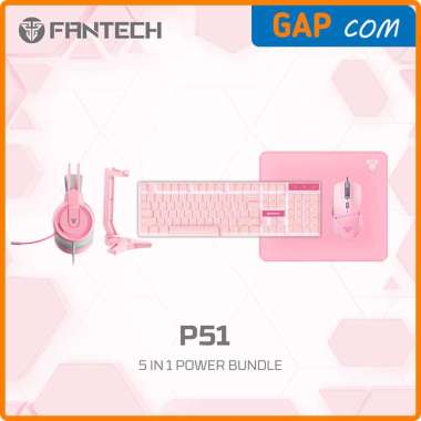 Keyboard Mouse Gaming Combo Fantech P51 5in1 Gaming Gear Set Bundle P51 Pink
