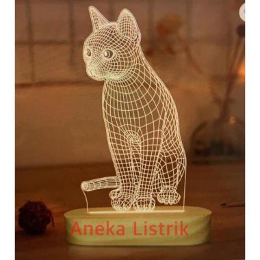 LAMPU HIAS LED 3D / LAMPU TIDUR HIAS DIMENSI 3 WARNA PUTIH KUNING WARMWHITE LAMPU 3D LED KACA TRANSP