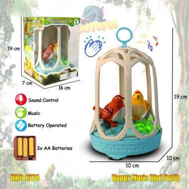 Mainan Music Happy Birds 3+Ages Burung Sangkar Binatang Baterai Suara Musik Tepuk - BRO1376