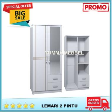 Lemari 2 Pintu Putih Kaca Panjang Termurah Terlaris Cirebon Bandung Tegal Pemalang Subang
