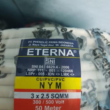 Kabel eterna nym 3x2,5 @50m 3x2.5 putih tunggal kawat