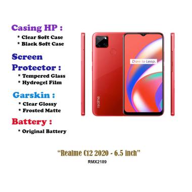 Realme C12 2020 - 6.5 inch - Case - Screen Protector - Battery - Dll Tempered Glass