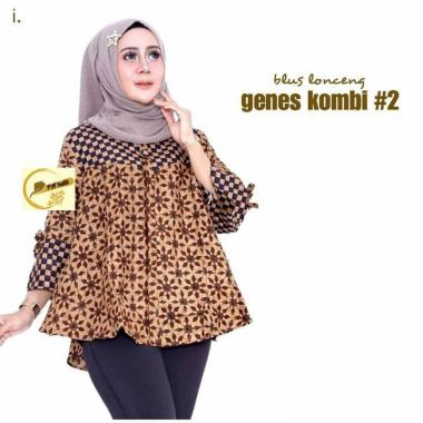 Blus Lawasan Mono Coklat Kombi Blus Lonceng Batik Wanita Sogan Coklat Bunga kecil