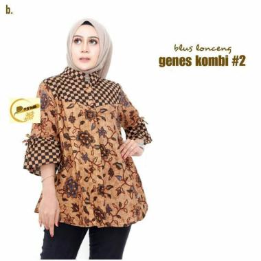 Blus Lawasan Mono Coklat Kombi Blus Lonceng Batik Wanita Sogan Coklat bunga