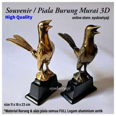 Piala Burung Murai 3D Logam aluminium antik Trophy Lomba Burung murai kicau mania patung burung ukir