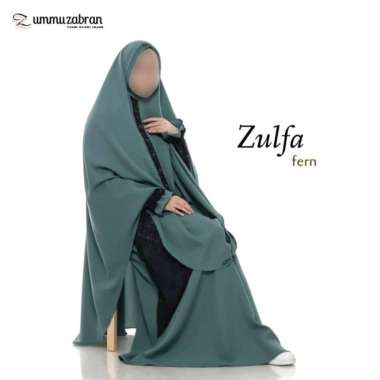 Zulfa Set Fern Gamis Set Jilbab Syari Cadar Bandana Ummu Zabran Multicolor
