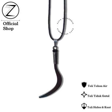 Zafa Kalung tali pria cowo klasik hitam silver bronze keren Hitam