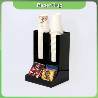 Rak Paper Cup Organizer 9 Oz Multifungsi Isi 2 Slot - Hitam Clear
