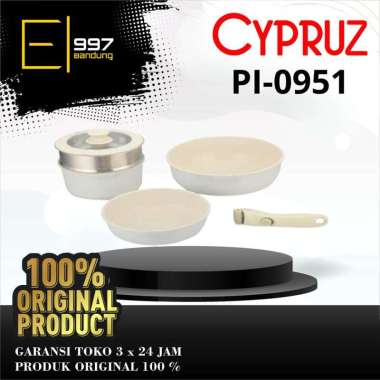 CYPRUZ Paket Granite Cookware Set PI-0951 , White Granite Series - Putih