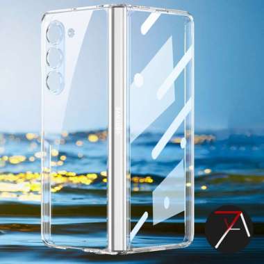 Casing Hp Samsung - Case Samsung Z Fold 5 Fold5 Clear Back Hard Cover + Front Glass GYOKO - Transparant Samsung Z Fold5 Transparant