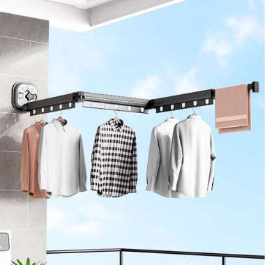 Jemuran Gantungan Lipat Tanpa Paku | Jemuran Nempel Di Dinding Kaca Gantungan 2 Siku