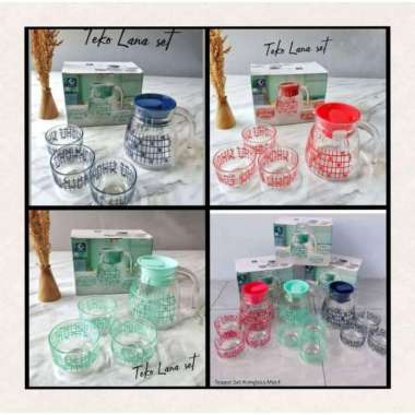 Teko set 4 in 1 Pitcher set tea pot kaca kado kimglass Lana