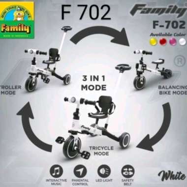 Balance Bike 3 in 1 Family F 702 Push Bike F702 Sepeda Keseimbangan Merah