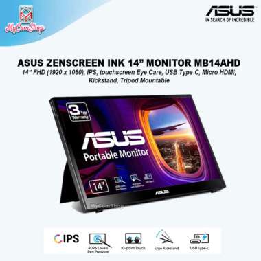 ASUS ZENSCREEN MB14AHD PORTABLE MONITOR 14-INCH FHD TOUCHSCREEN
