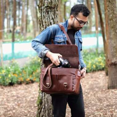 VERISH Tas Kamera DSLR Kulit #Cognac