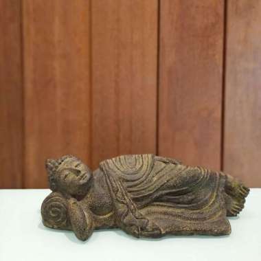 Patung Buddha Tidur Hiasan miniatur kolam, miniatur bonsai Grey