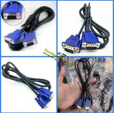 kabel VGA to VGA Male to Male 1.5M Cable 15pin for Proyektor Komputer Laptop PC