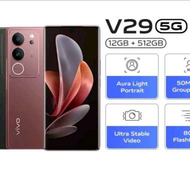 VIVO V29 5G Smartphone AMOLED 120Hz, RAM 12GB/ROM 512GB, Kamera 64MP, Garansi Resmi Indonesia
