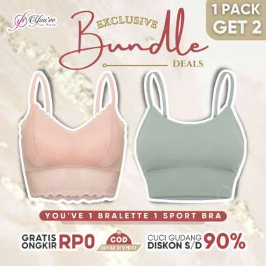 You've (YouHave) Paket Bundle 2 PCS Sport Bra Bralette Tanktop Crop Tanktop Bra Hemat 1 Cokelat Coke