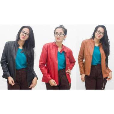 VERISH Jaket Kulit Asli WANITA, Jaket Kulit Motor Jaket Kulit Sintetis CEWE , Jaket Kulit Asli Garut