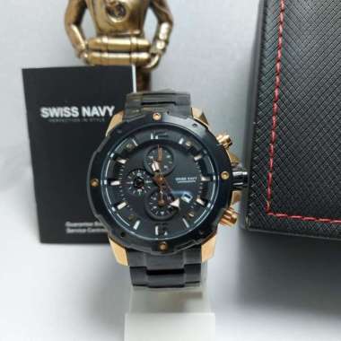 JAM TANGAN PRIA SWISS NAVY SN 6820 SN-6820 ROSEGOLD BLACK ORIGINAL
