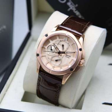 JAM TANGAN WANITA ALEXANDRE CHRISTIE AC 6589 / AC6589 LEATHER ORIGINAL ROSEGOLD BROWN