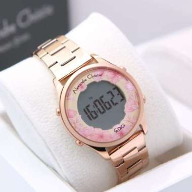 JAM TANGAN WANITA ALEXANDRE CHRISTIE AC 9363 / AC9363 RANTAI ORIGINAL ROSEGOLD BUNGA