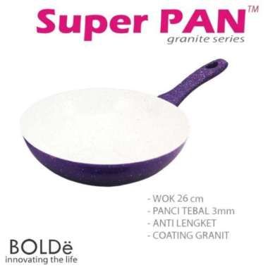 Bolde Super Pan Wok 26 cm Beige Wajan Penggorengan - Wok Pan Bolde Purple 26cm - Wok Pan Bolde Purpl