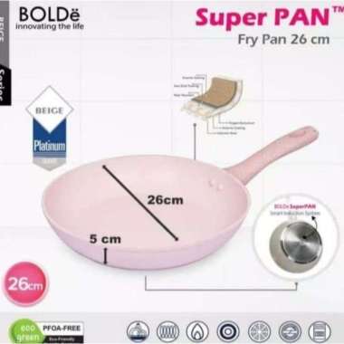 Bolde Super Pan Wok 26 cm Beige Wajan Penggorengan - Wok Pan Bolde Purple 26cm - Wok Pan Bolde Beige